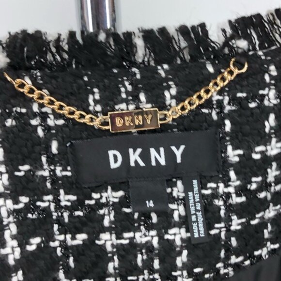 DKNY Black Long Tweed Topper Jacket - Picture 12 of 15